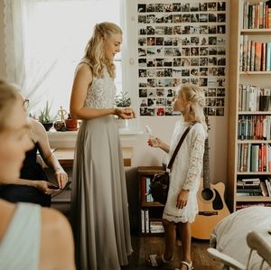 Azazie Silver Lace Bridesmaid Dress